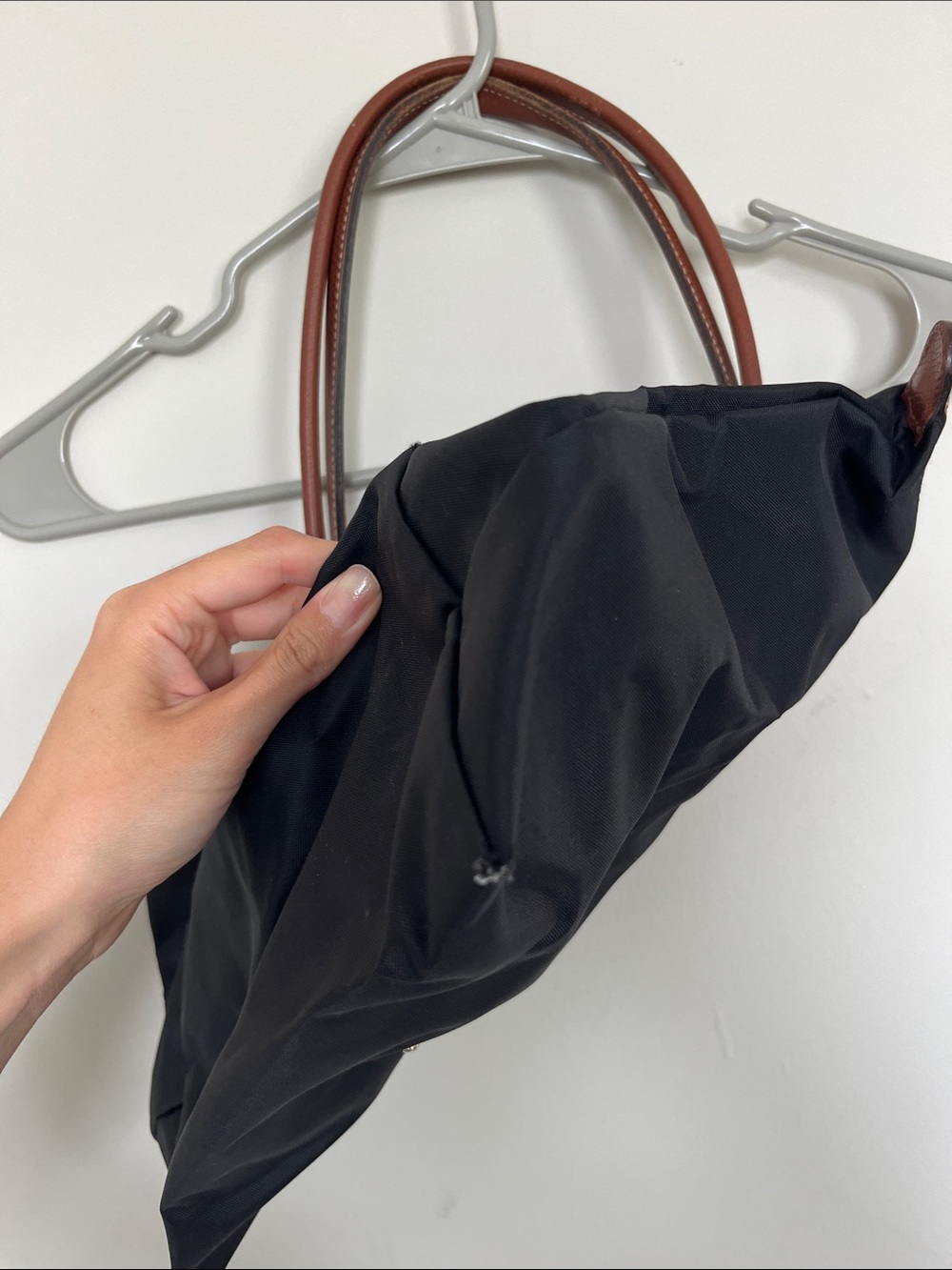Longchamp Classic Black Tote with Brown Leather Trim - Picture 3 of 9